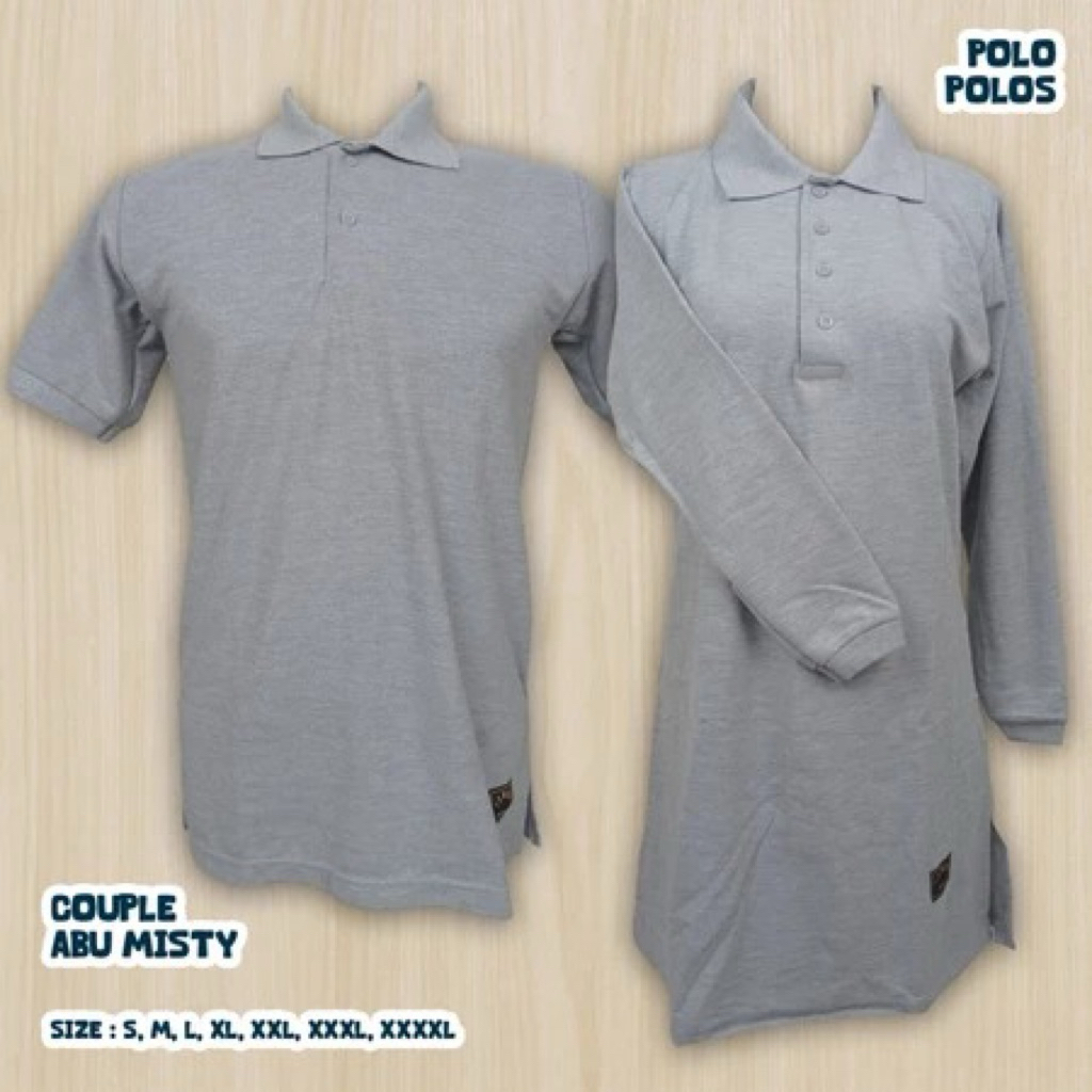 Kaos Polos Couple Polo Tunik Muslimah/Seragam Olahraga/Kerja/Santai Abu Misty