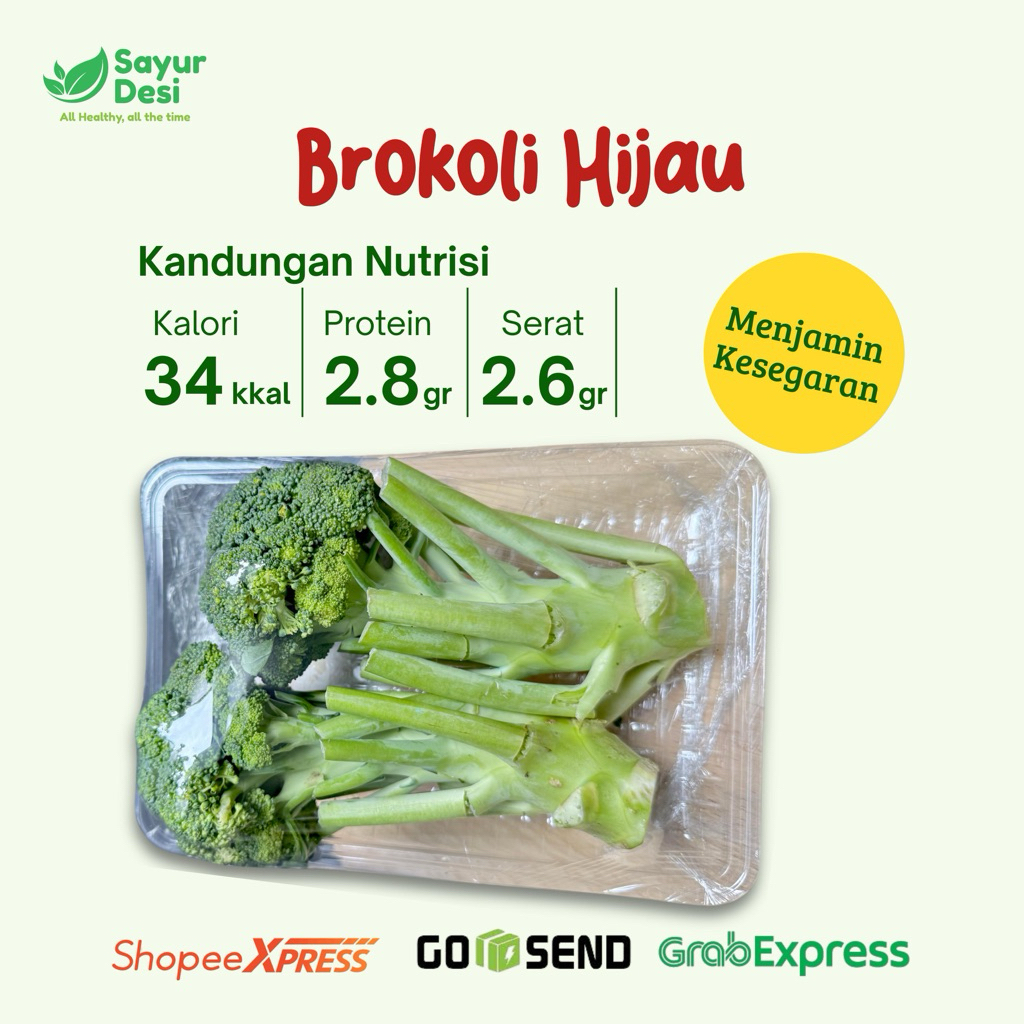 

Brokoli Hijau 500 Gram Sayur Desi