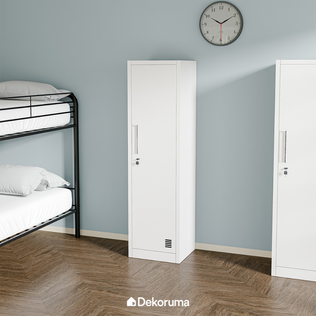 Dekoruma CARTER Lemari Pakaian Besi 1 Pintu / Lemari Baju Metal - Putih