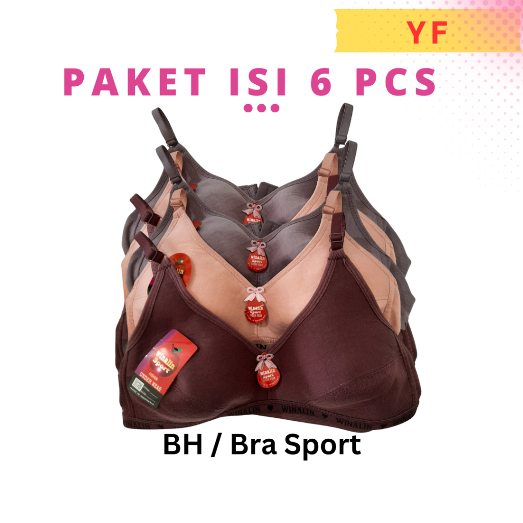 Bra Winalin Isi 6pcs / BH Winalin / Bra Sport Winalin / BH Sport Winalin Bahan Katun