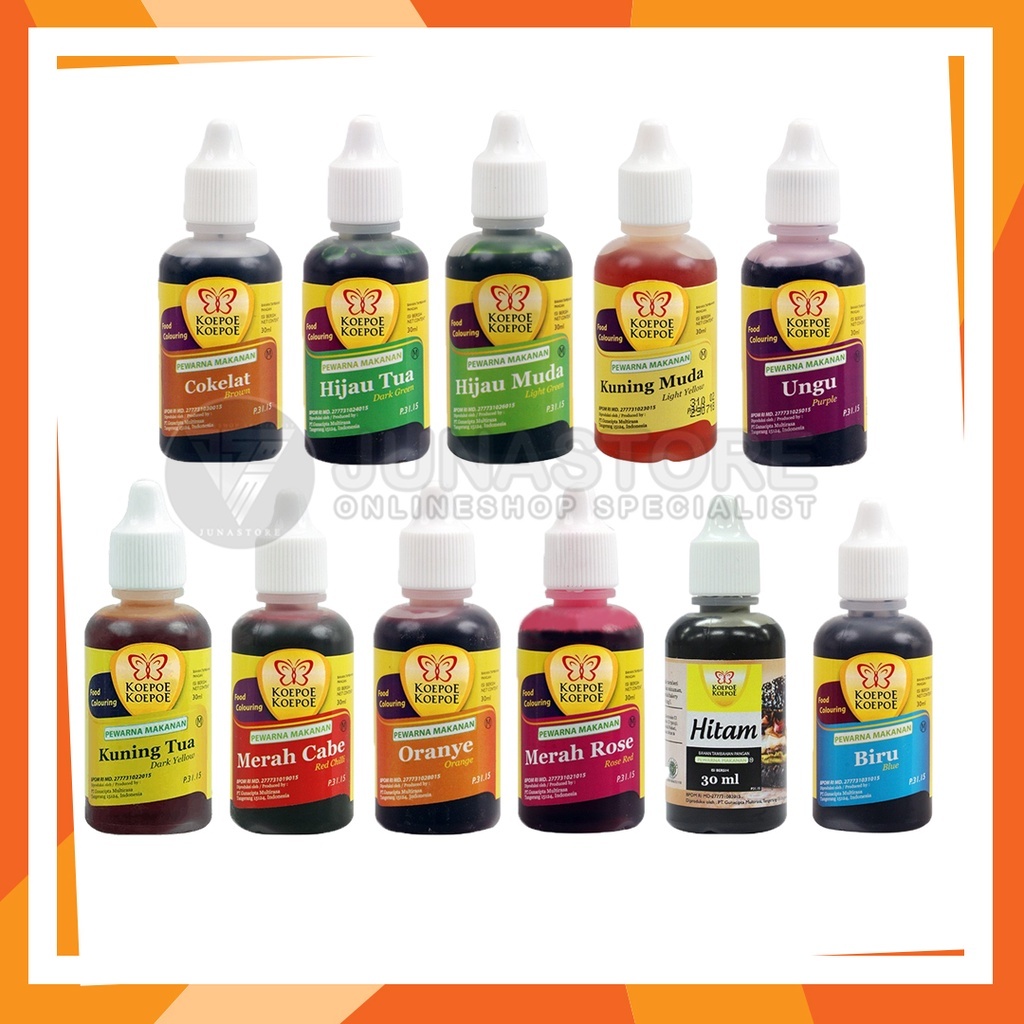 

[oddsolshop] pekanbaru/Koepoe Koepoe Pewarna Makanan 30ML Biru Hijau Muda Tua Merah Cabe Ungu Coklat