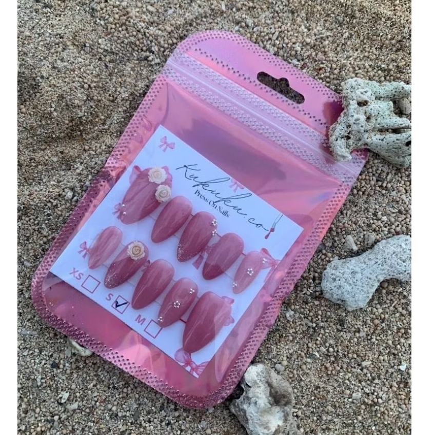 Kuku Palsu Bunga | Nail Art | Nail Fake | Nail Art Wedding | Nail Pink Nude