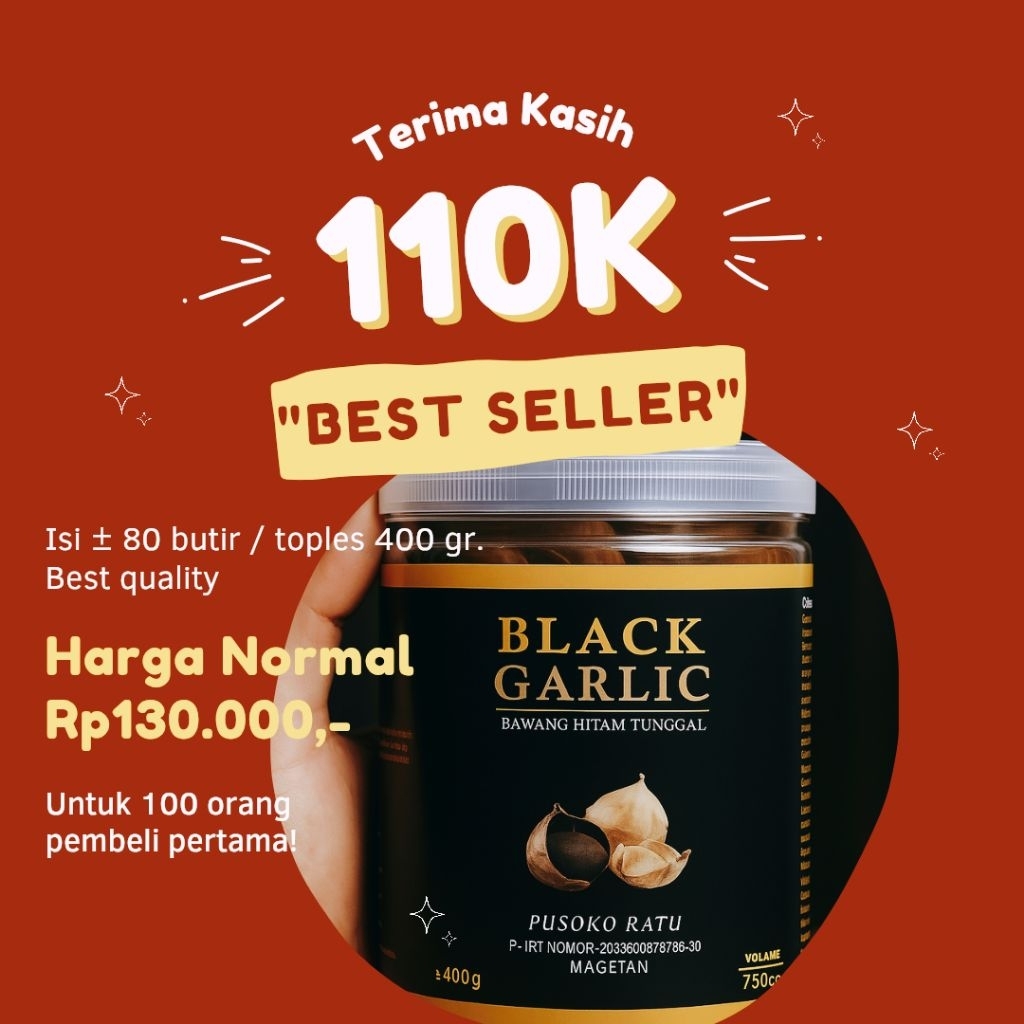 

Black garlic 400 gr, pusoko ratu. bawang hitam tunggal