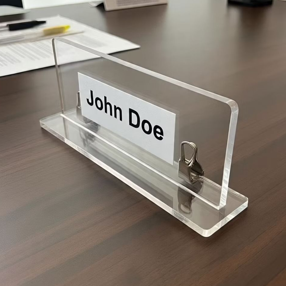 

Nameplate Holder Acrilyc, Stainless Steel Custom Design