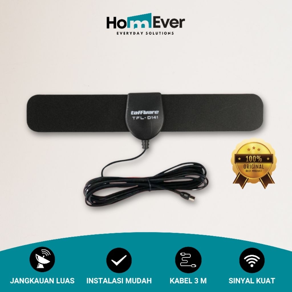 Taffware Antena TV digital Indoor Super Jernih Signal Booster Penangkap Sinyal Smart TV Super Peka L