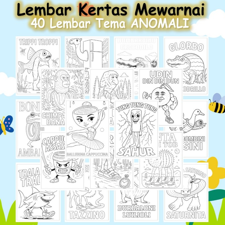 

Kertas Gambar 40 Lembar - Kertas Mewarnai Tema ANOMALI - Coloring Pages A4 A5
