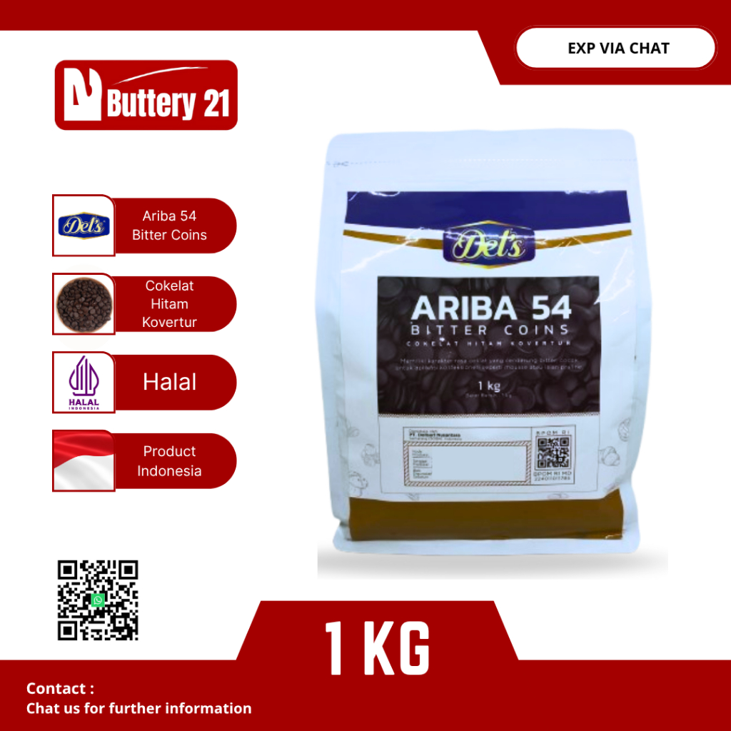

ARIBA 54% BITTER COINS 1 KG/ARIPA COKELAT HITAM KOVERTUR/ARIBA COKELAT COINS