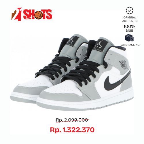 AIR JORDAN I MID "LIGHT SMOKE GREY" SEPATU SNEAKERS PRIA ORI