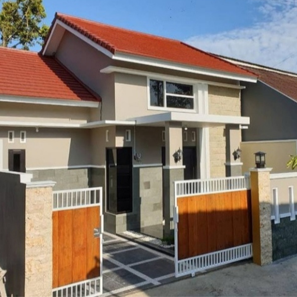 Pagar besi motif kayu minimalis modern