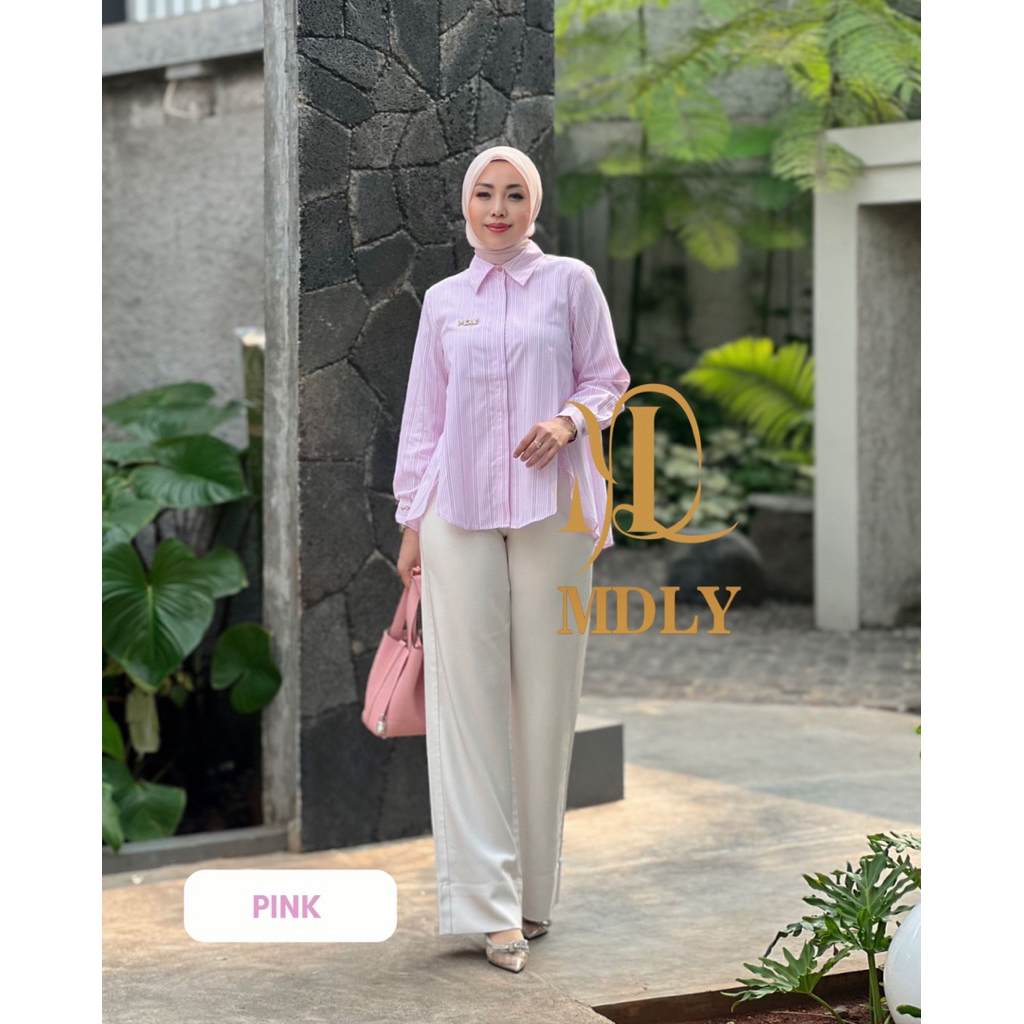 AMORE SHIRT MDLY | KEMEJA MDLY TERBARU | KEMEJA  STRIPE PREMIUM | KEMEJA WANITA KEKINIAN | KEMEJA PR
