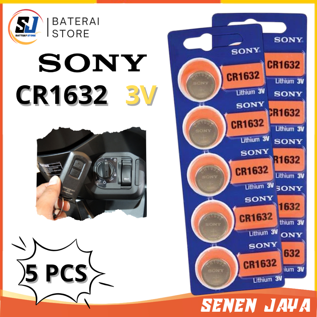 [5 PCS] Baterai Jam Tangan Sony CR1632 CR 1632 Pria Wanita Original Baterai Remote Remot Kunci Mobil