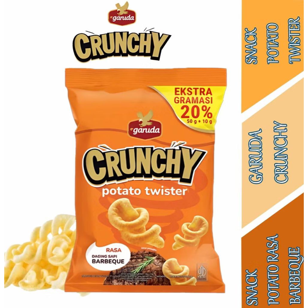 

Snack Kentang Rasa daging panggang barbeque Crunchy Potato Twister