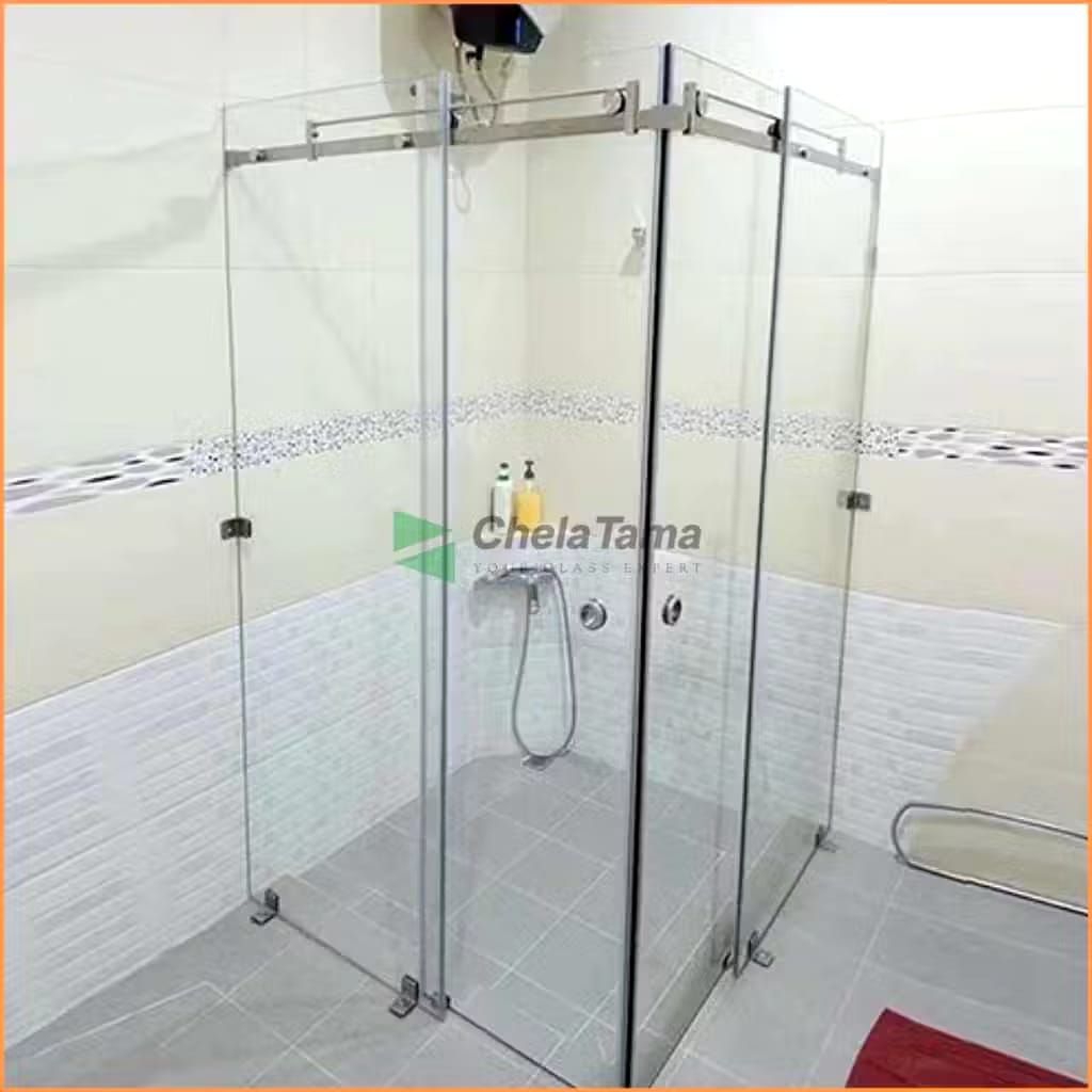 Shower Box Kamar Mandi Kaca Tempered Pintu Sliding Double