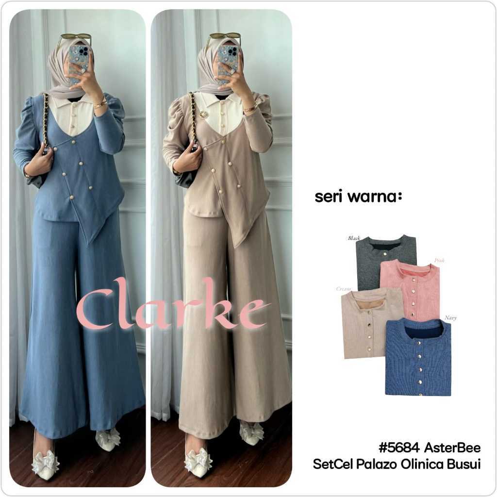 Setcel Olinica by Clarke/Setelan Celana/Setcel Knit /Setelan Celana Kekinian