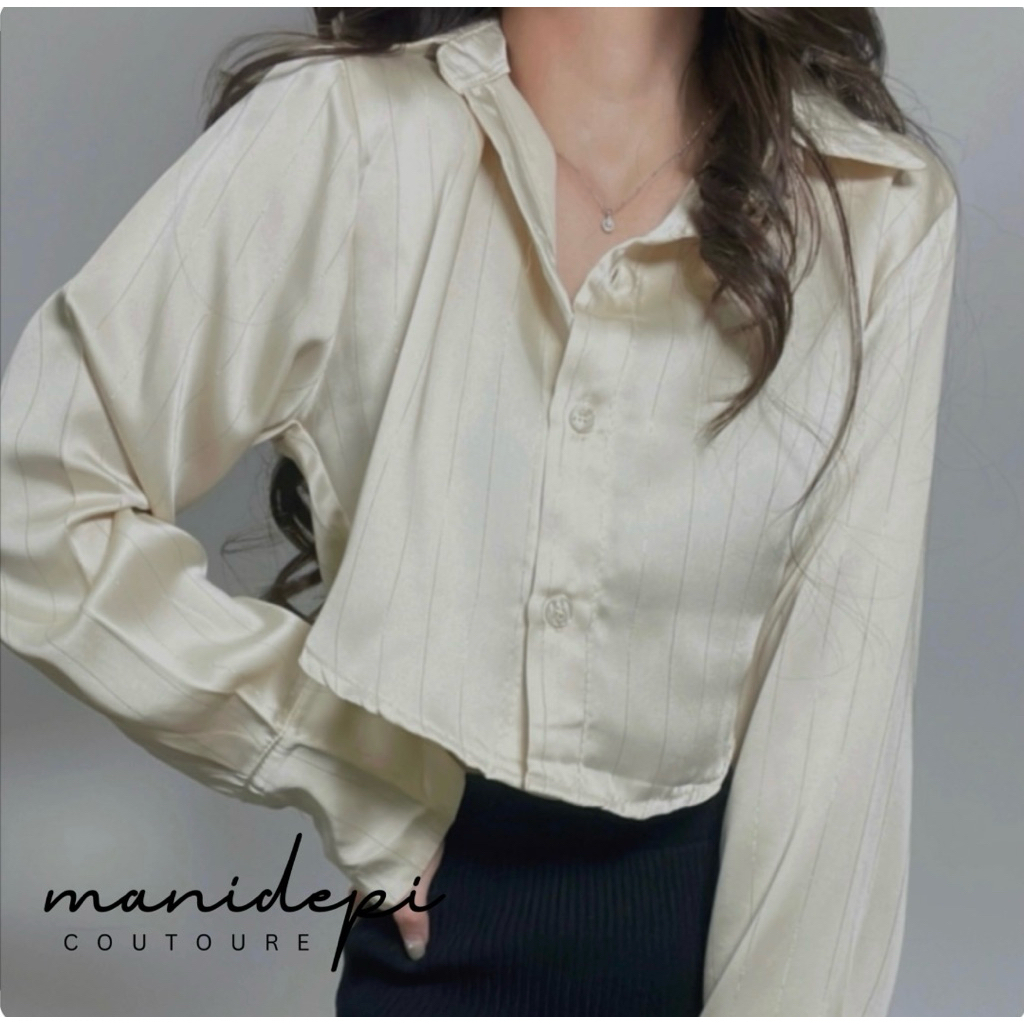 SATIN CROP SHIRT / Kemeja Satin Crop