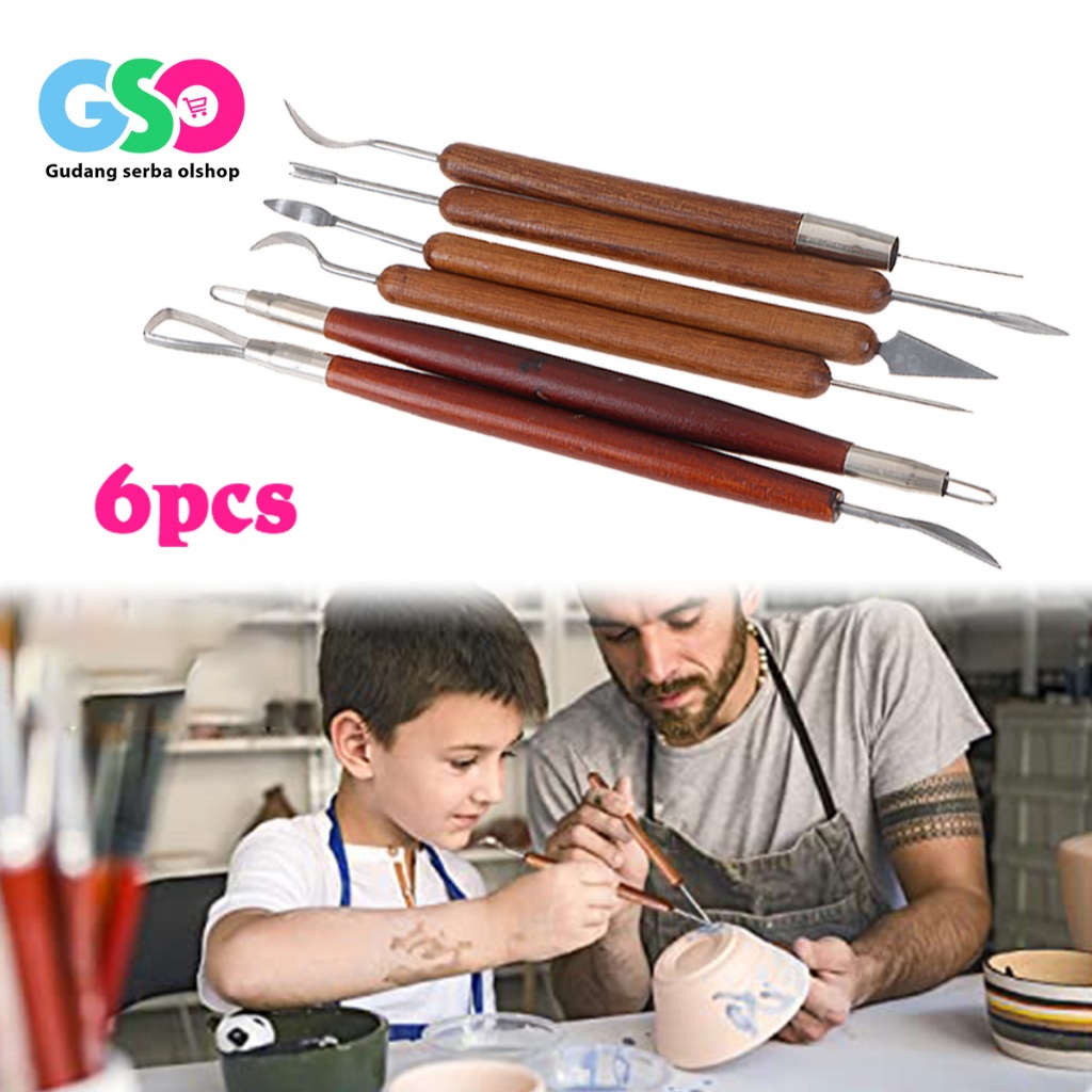 

6pcs Alat Ukir Pottery Tools Premium Clay Sculpting Tools Serbaguna Scrapper Untuk Pahat Seni