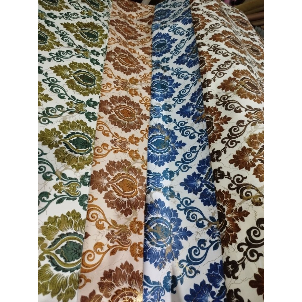 Kain Klasiko - Kain beludru/kain velvet Print motif kembang bunga (untuk sofa, bantal sofa, kursi ma