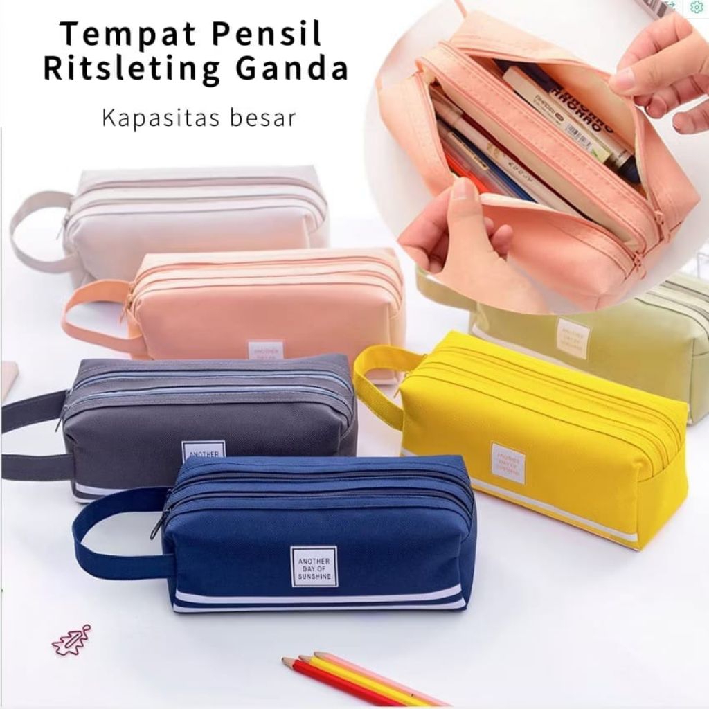 

Kotak Pensil Dan Stationery Dual ZipperDompet Pensil 2 Pouch Tempat Alat Tulis Perlengkapan Sekolah Dua Sisi Resleting