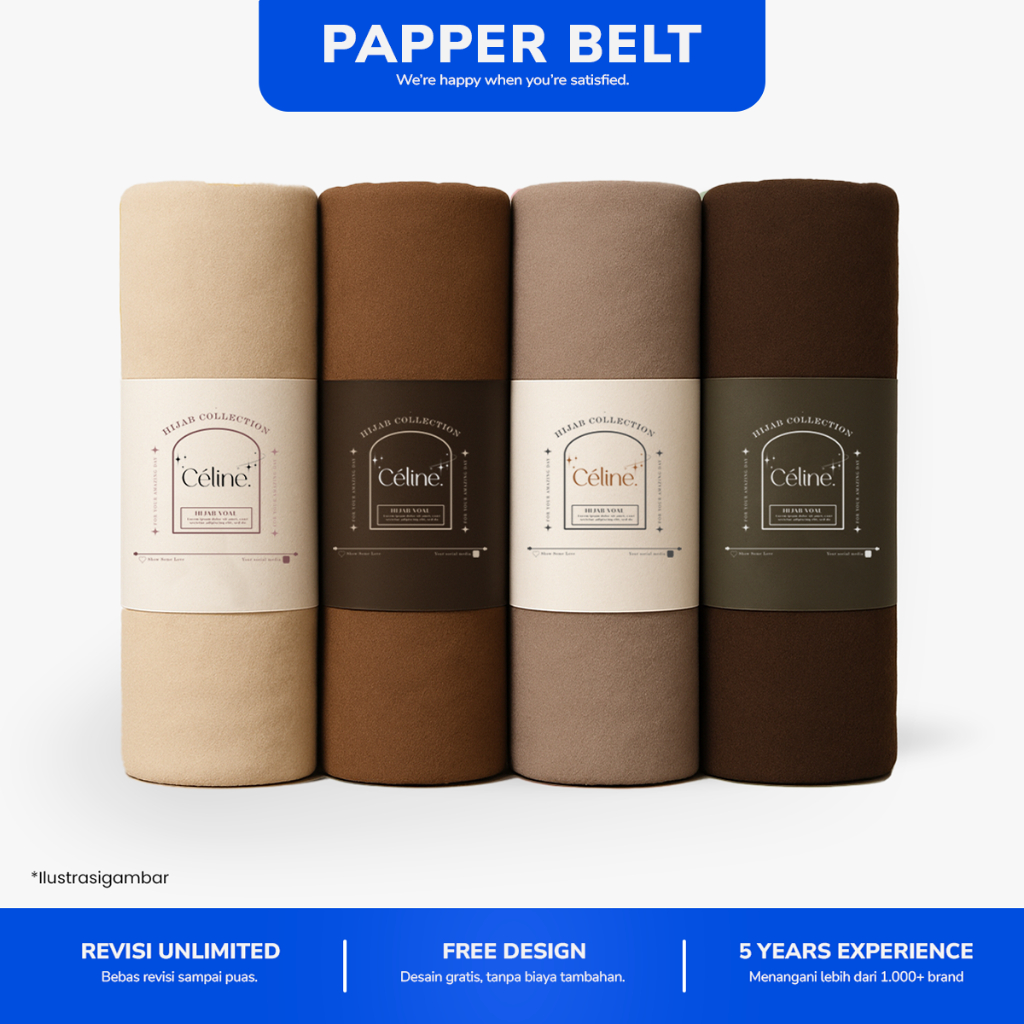 Papper Belt Custom (FREE DESAIN) | Roll Hijab | Label Roll Hijab | Pengikat Hijab | Kertas Kerudung