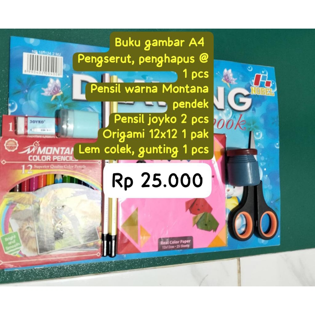 

Paket perlengkapan alat tulis dan mewarnai anak TK dan SD kelas 1
