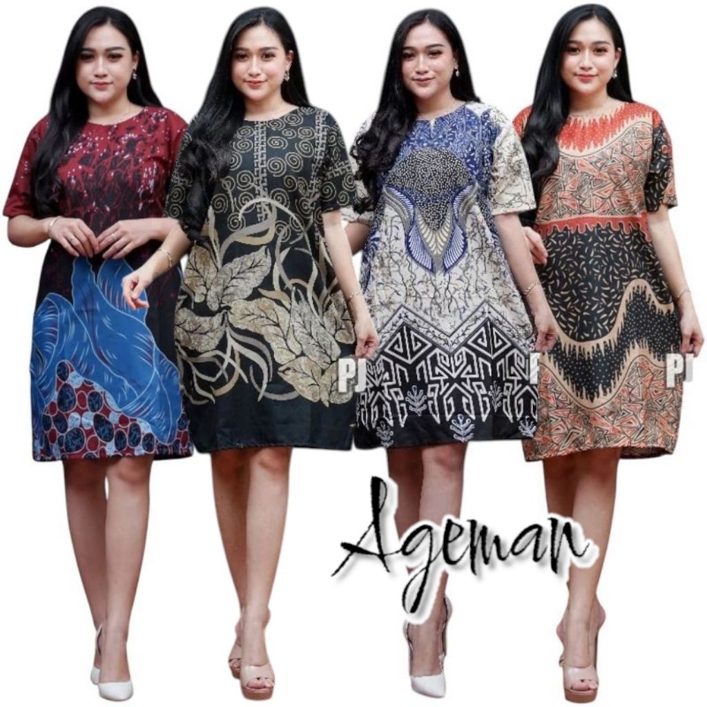 DRESS BATIK JUMBO TERBARU M L XL XXL BY AGEMAN