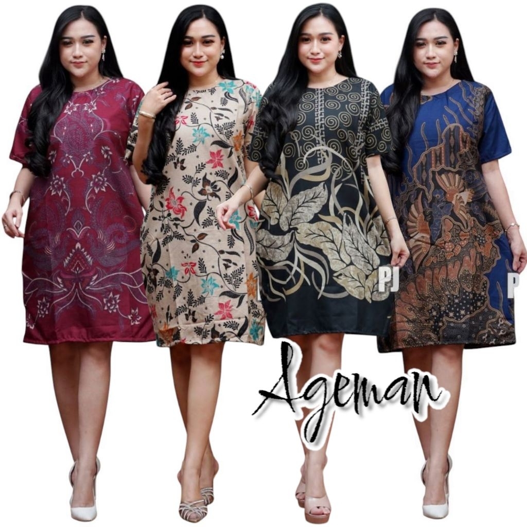 Dress Batik JUMBO M L XL XXL BY Ageman
