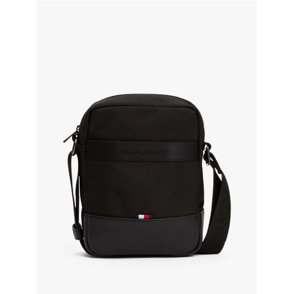 Tommy Hilfiger TH Metal Logo Travel Crossbody Reporter Bag Tas Selempang Pria - Black