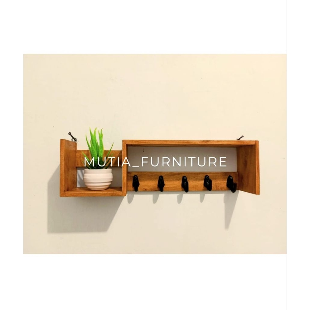 Rak Dinding Kayu Tempat Gantungan Kunci / Rak kayu serbaguna / Rak dinding kayu kapstok gantungan ku