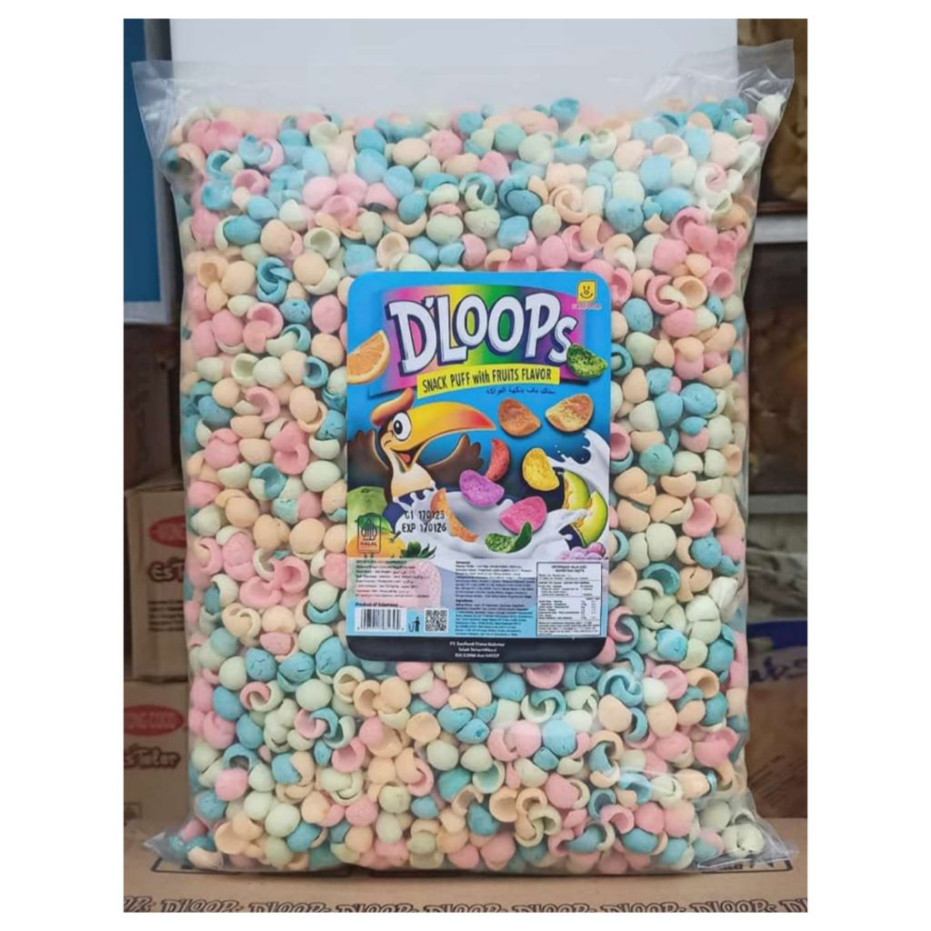 

DLOOPS SEREAL RASA BUAH 1KG & 250GR MANIS SNACK CEMILAN MAKANAN KILOAN