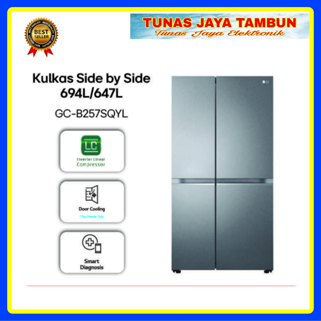 KULKAS SBS LG GC-B 257 SQYL / KULKAS LG SIDE BY SIDE 698 LITER / LG GC-B257SQYL KULKAS SIDE BY SIDE
