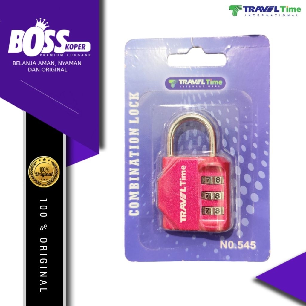 Gembok koper & tas TRAVEL TIME kunci combination 3 digit angka original