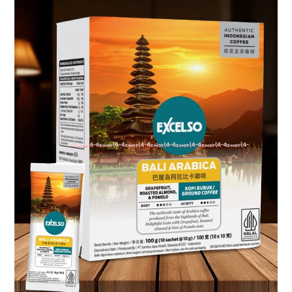 

Excelso 10sachet Bali Arabica Kopi Bubuk Ekselso Exselso Bali Ekselso Arabika Gound Coffee Baliness Kemasan Sachet