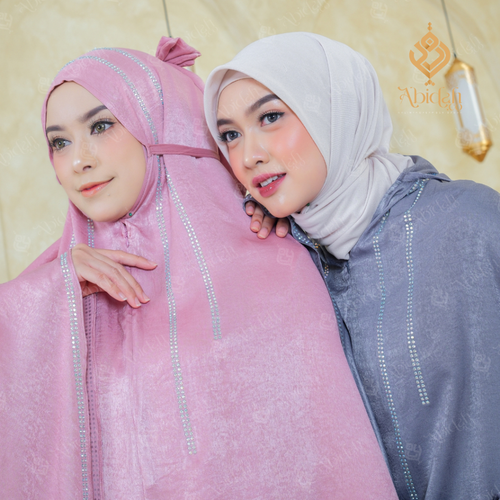 Abidah.co - (Free Sandal Wudhu) Mukena Dewasa Santorini Silk Diamond 2in1 Qaisara Series