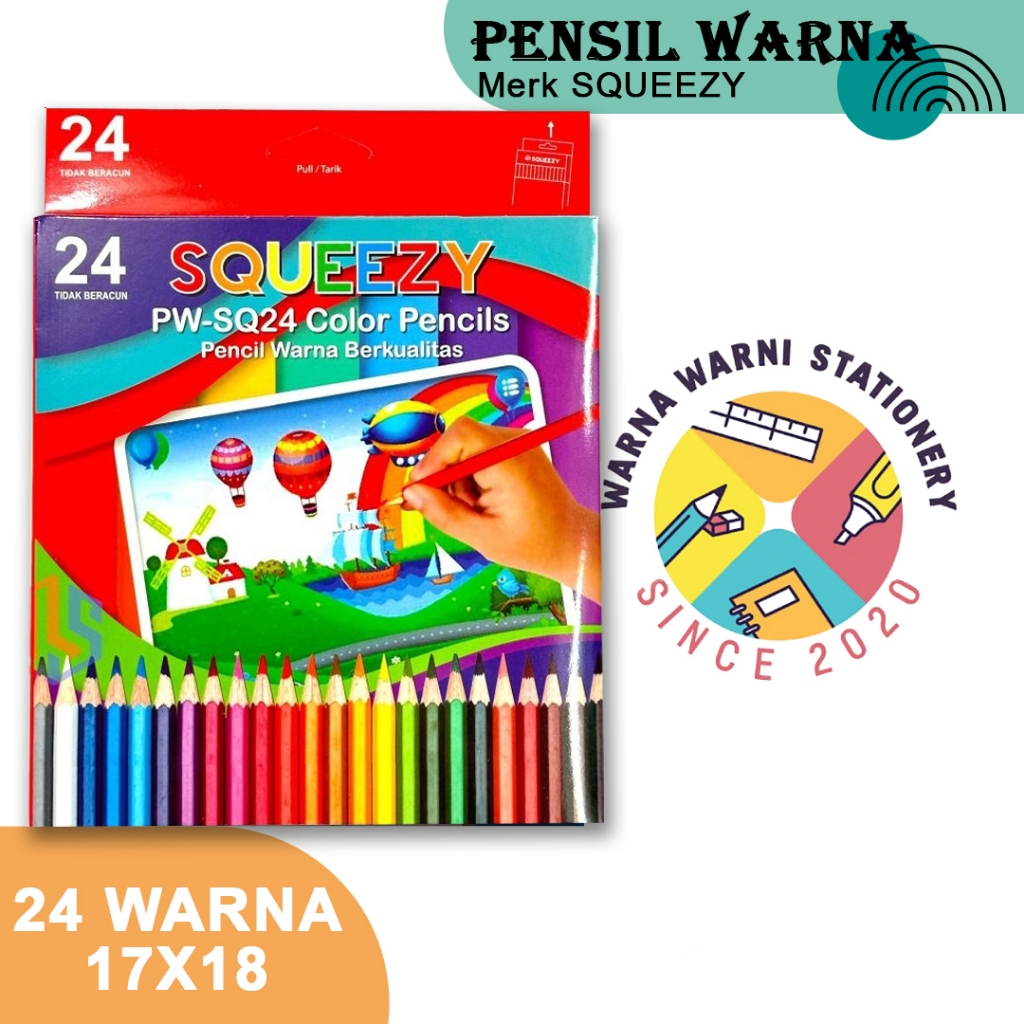 

Pensil warna Squeezy 24 warna | 17 X 18 | PW-SQ24