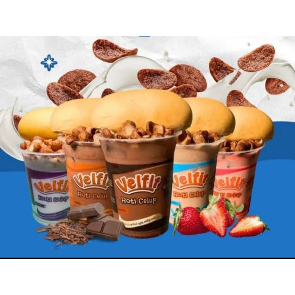 

Paket usaha 12 cup roti celup velfit lengkap dengan sereal