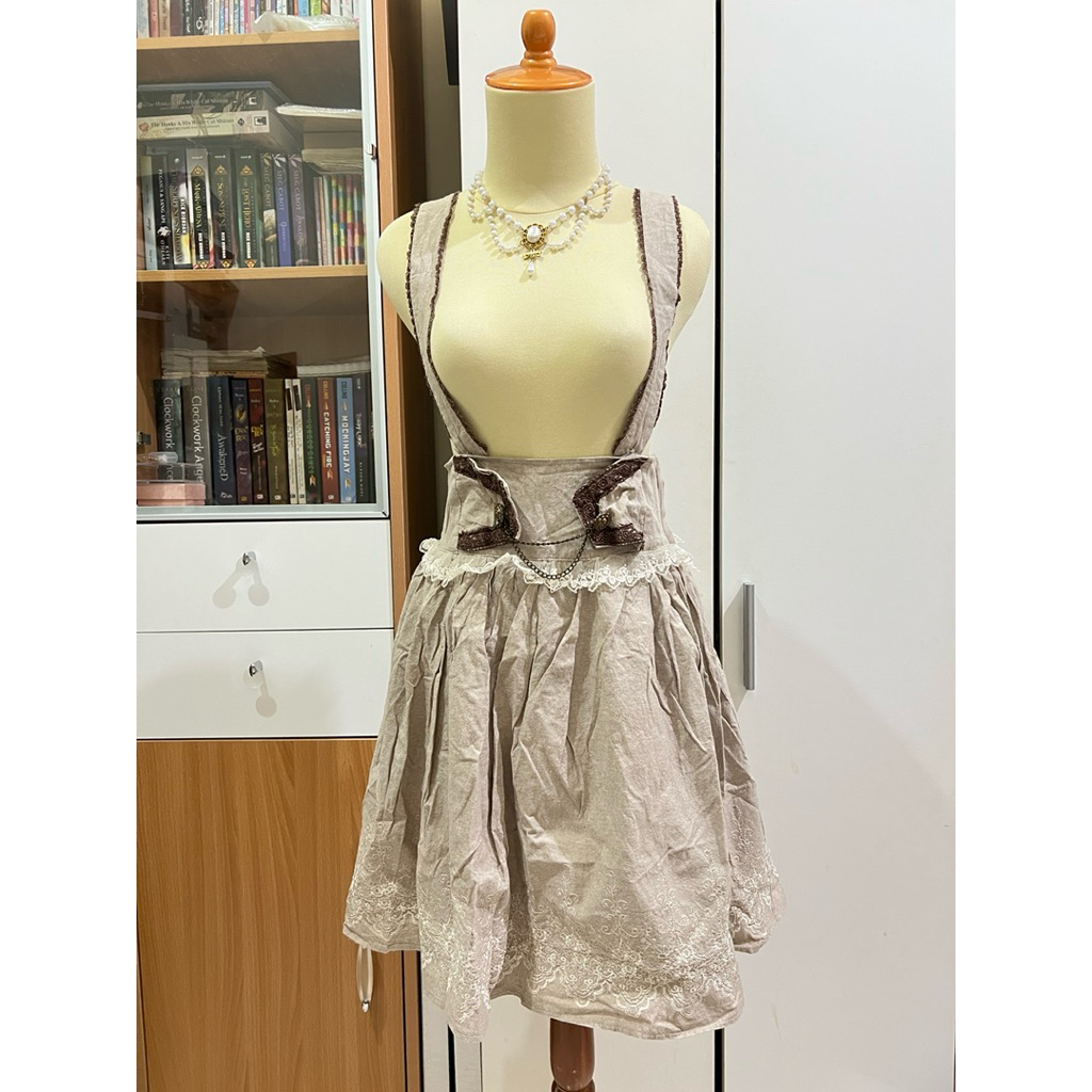 JSK JumperSkirt Axes Femme Kawaii Brown Elegant Chain