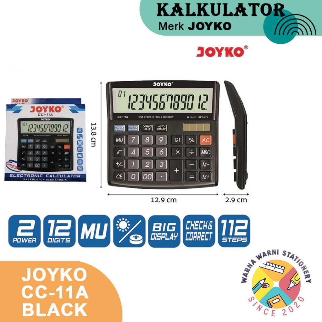 

Kalkulator Joyko | CC-11A | 12 Digit | Check & Correect