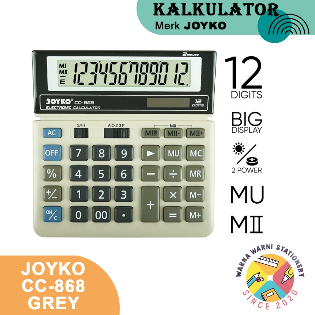 

Kalkulator Joyko | CC-868 | 12 Digit | Grey