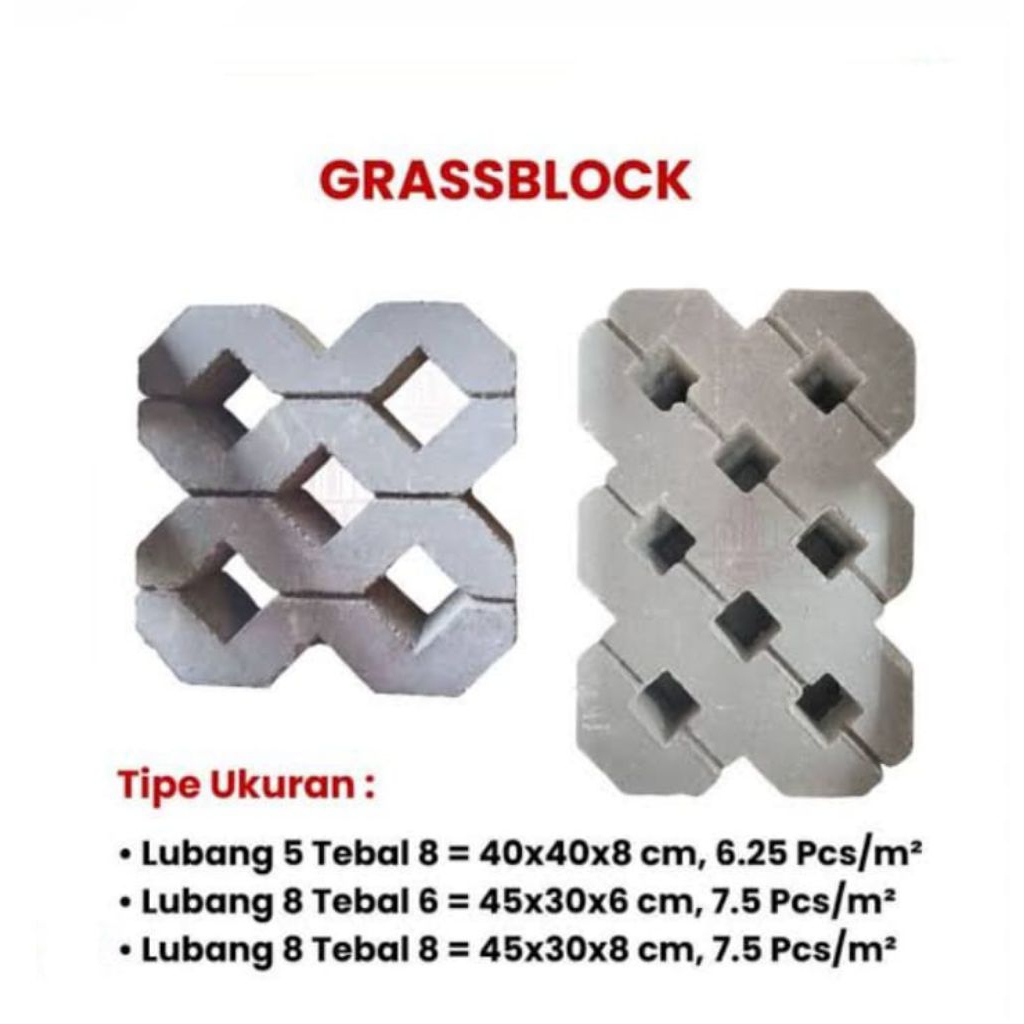 GRASBLOK BETON PRES MESIN | KONBLOK | PAVING BLOCK | ketebalan 6/8 cm