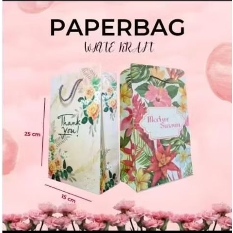 

PAPER BAG TAS KERTAS WAFER PANJANG / 15X25X8 MOTIF BUNGA FULL COLOUR