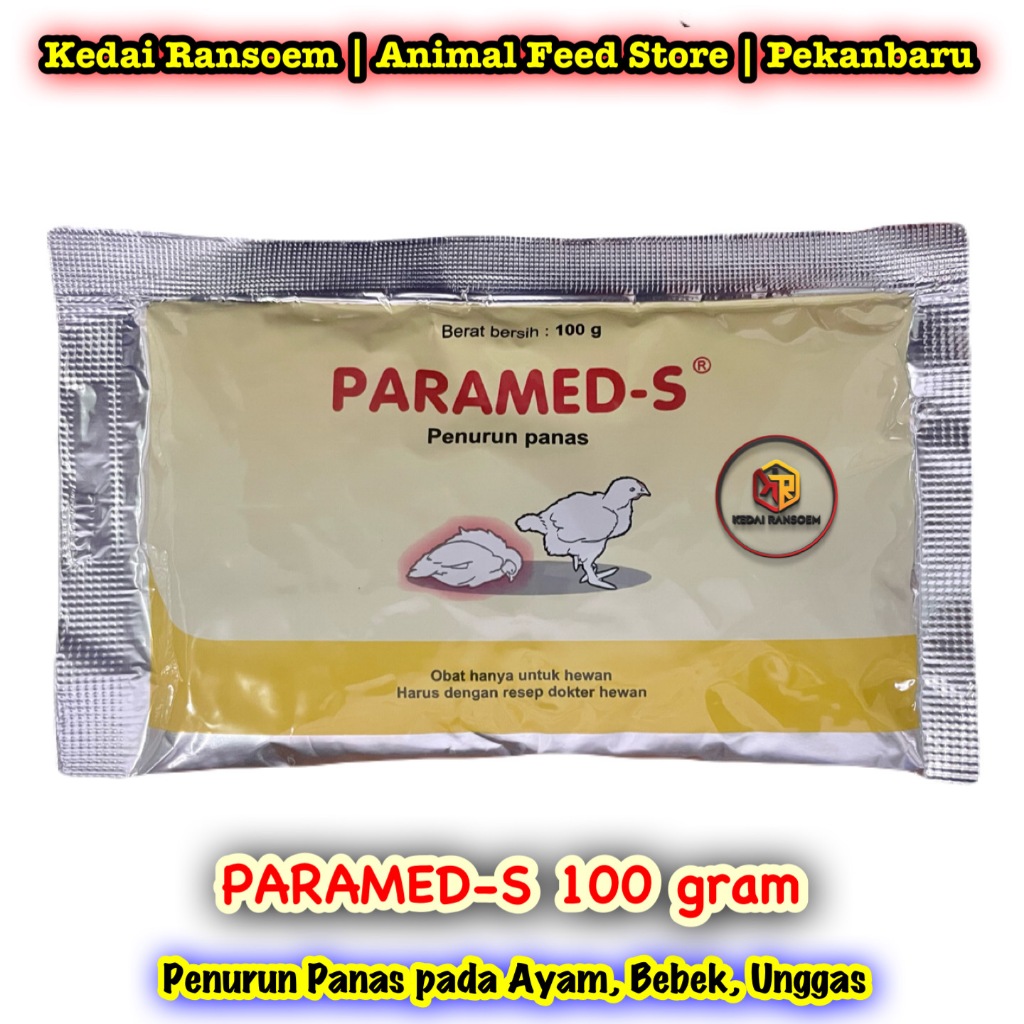 Paramed-S 100 gram | Obat Penurun Panas dan Nyeri untuk Unggas, Ayam, Bebek, Burung, Puyuh, Itik