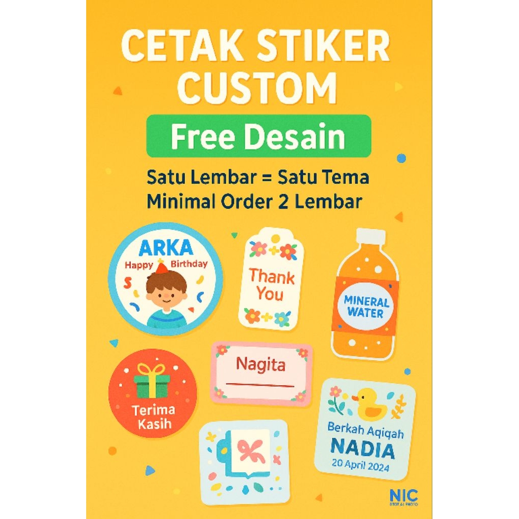 

Cetak Stiker Custom Desain by Request per Lembar A3