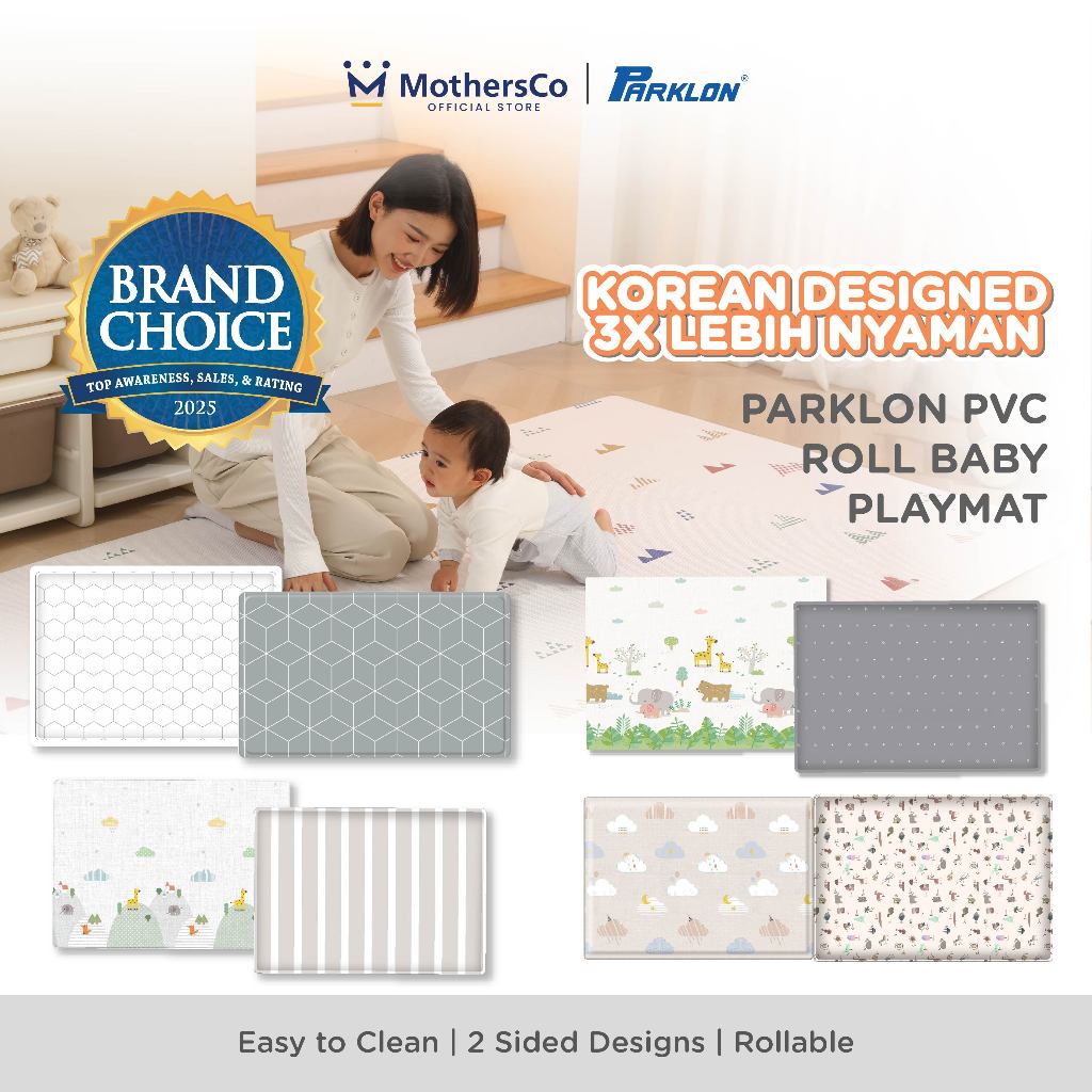 Parklon PVC Roll Playmat 130x190/140x230 cm Double Side | Matras Karpet Lantai Bayi Korea | Matras B