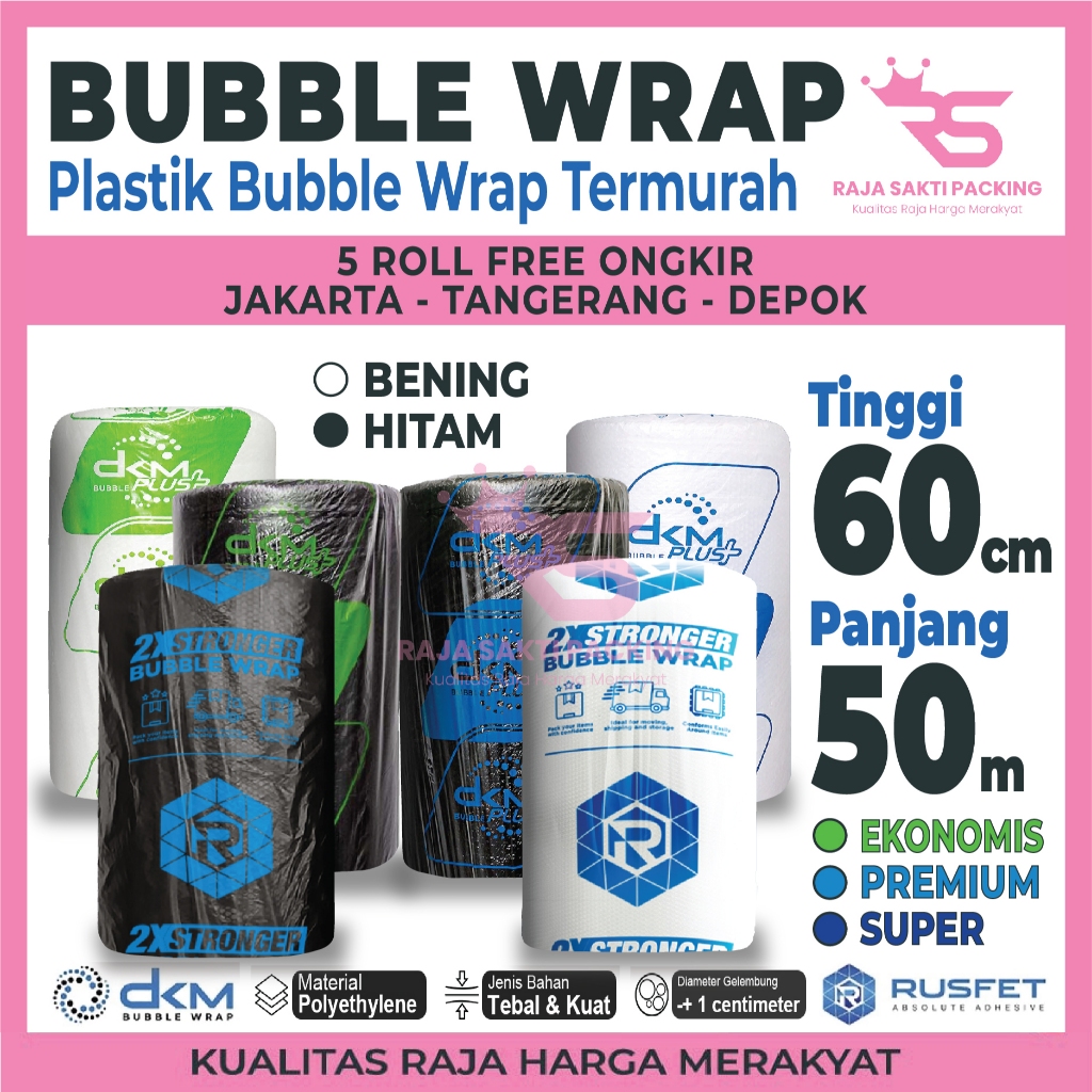 

Bubble Wrap 60CM X 50M Premium Tebal Delkomas DKM PLUS Termurah Satuan
