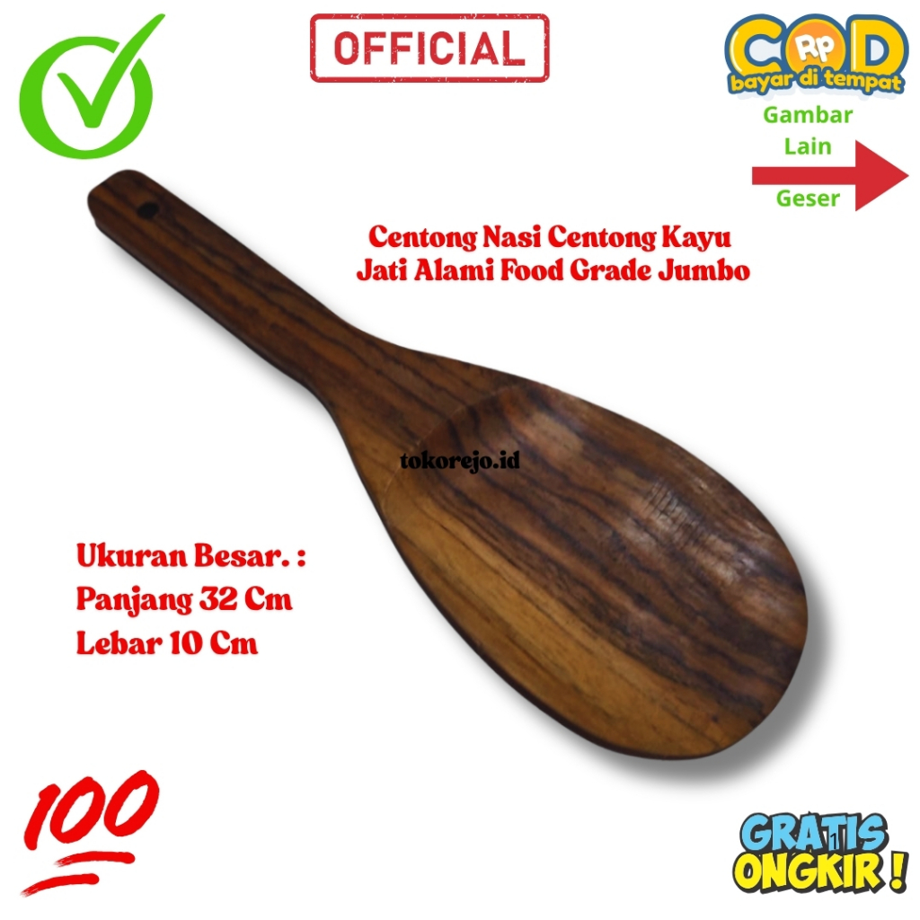 Centong Nasi Kayu Jati Ukuran Kecil dan Besar Murah Jumbo