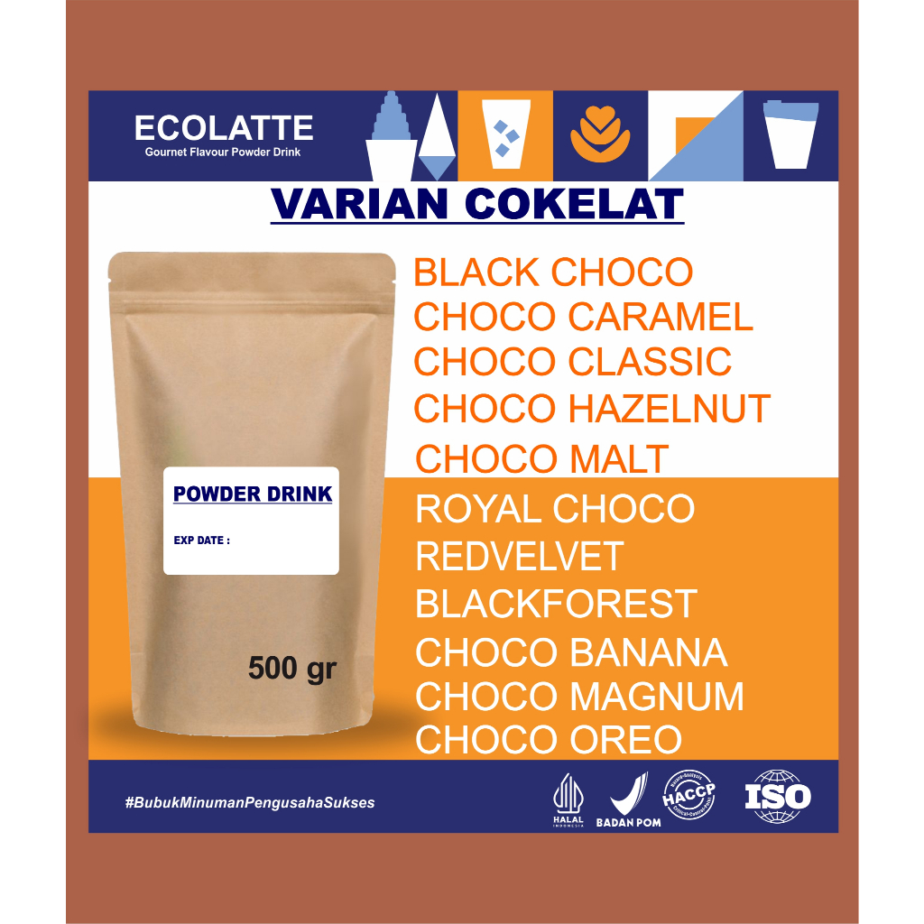 

ECOLATTE PREMIUM POWDER 500gr VARIAN COKLAT & MIX FLAVOR