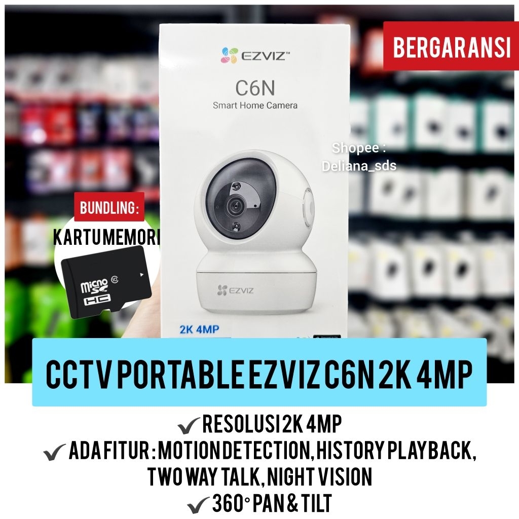 Cctv Portable Ezviz C6N 2K 4MP Garansi Resmi 1 Tahun Cctv Ezviz C6N 2K 4MP Cctv 2K Cctv Murah