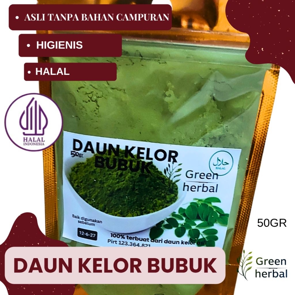 

Daun Kelor Bubuk 50gr / Serbuk Kelor asli 100% murni tanpa campuran. Green Herbal.