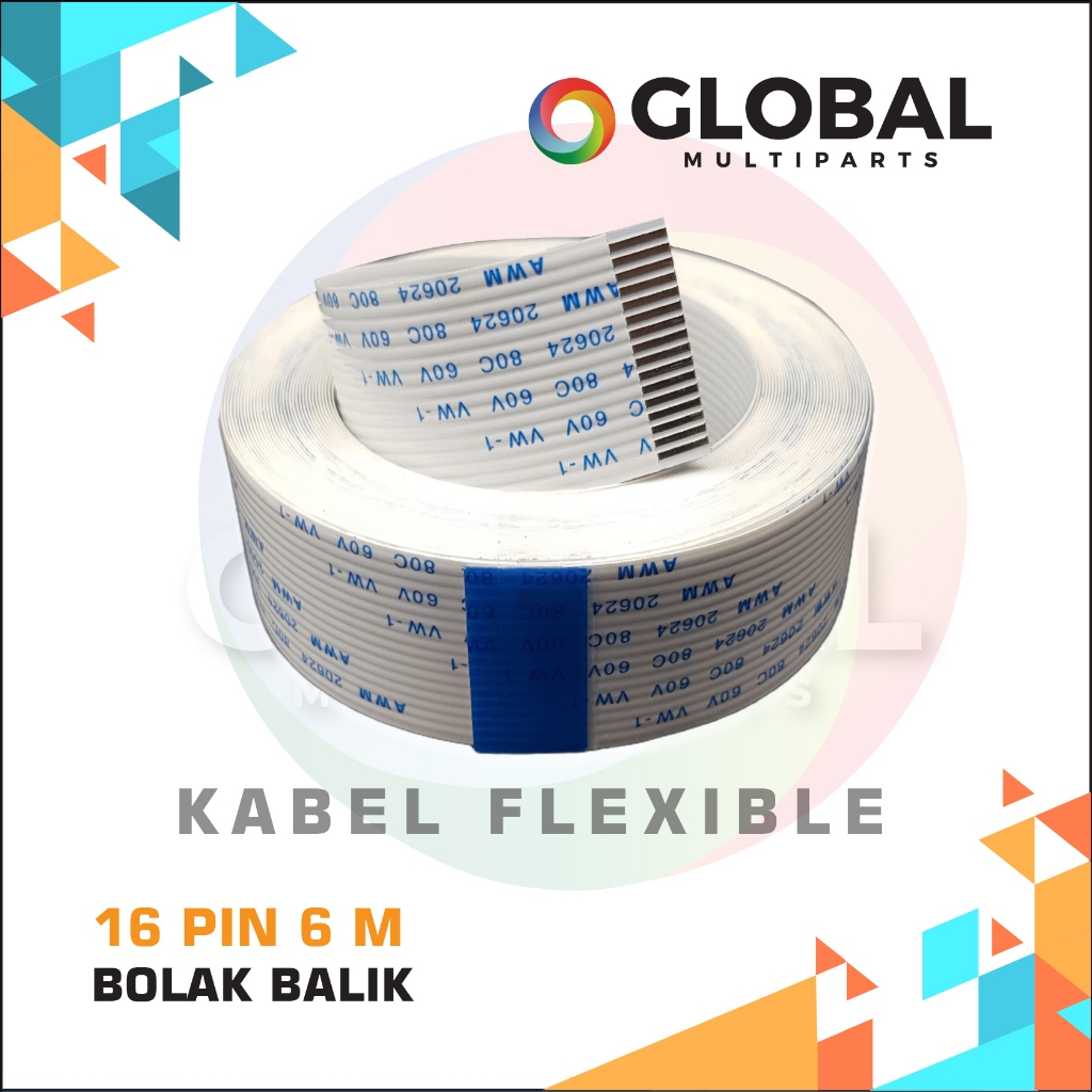 Printer kabel 16 pin 6meter bolak balik / lebar 22mm