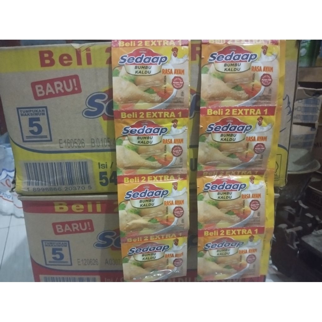 

72 sachet kaldu sedaap ecer 500 an (dapat 4 renteng) ayam/sapi